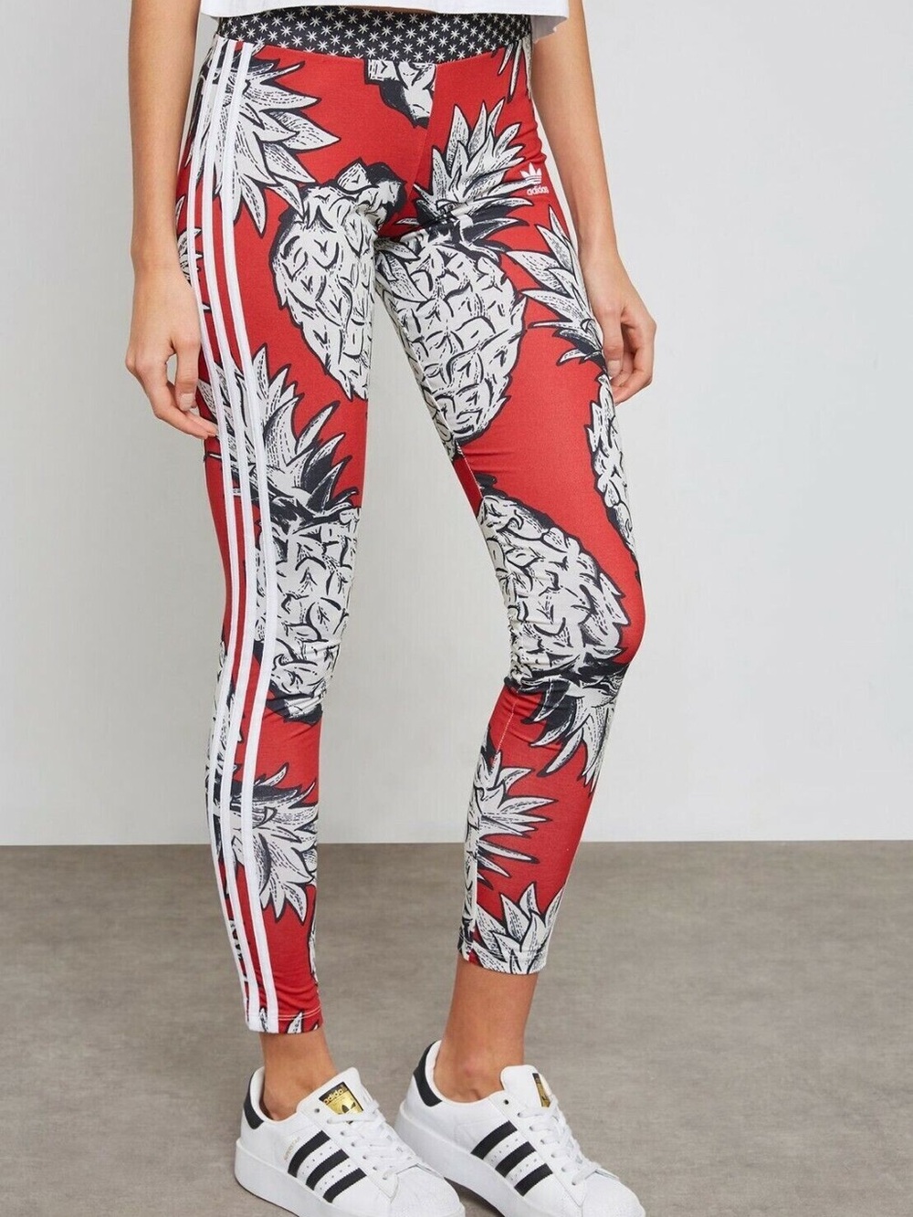 adidas Red Pineapple-Print High-Rise Leggings